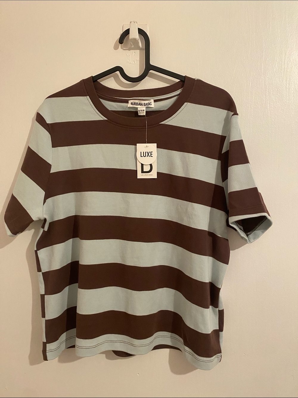 Urban Planet Brown and Light Blue Striped Short Sleeve Tee